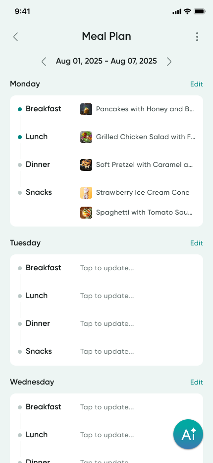 Weekly meal plan