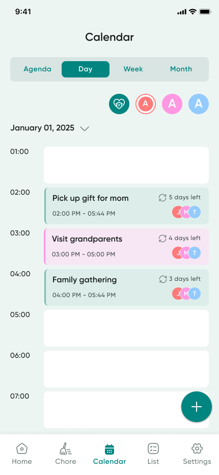 Fami calendar day view
