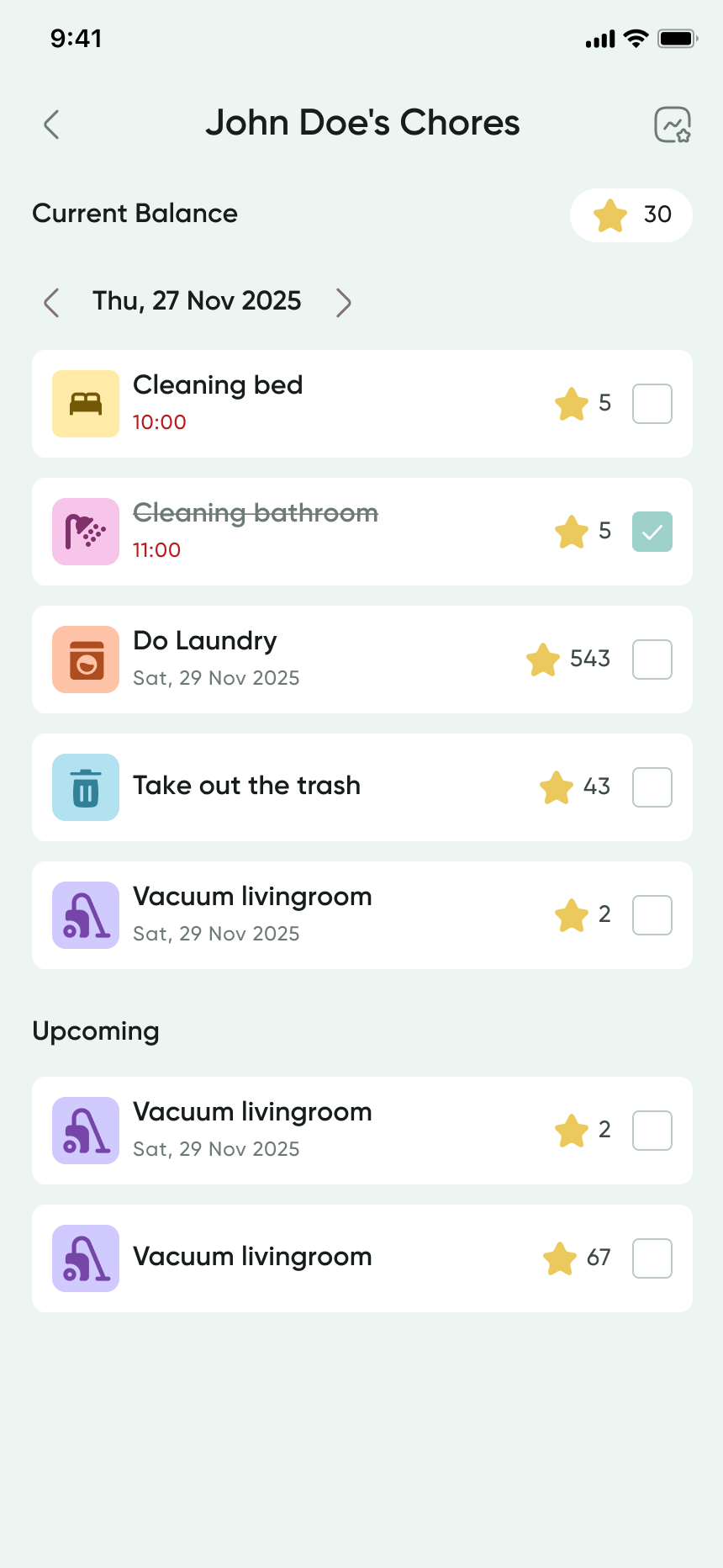Manage chores